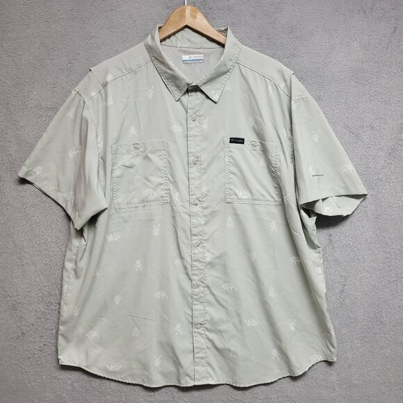 Columbia Shirt Mens 2XL XXL Gray Light Omni Wick Button Up Vented Hiking Outdoor - Picture 1 of 10